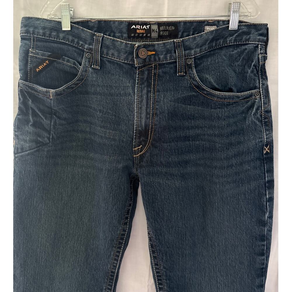 Ariat Rebar M4 Jeans 36x36 Relaxed Boot Cut Blue Denim Jeans Western - Picture 3 of 7